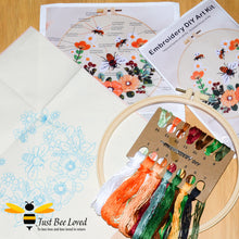 Load image into Gallery viewer, Bees and flowers DIY embroidery craft kit
