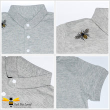 Load image into Gallery viewer, Grey bee motif polo t-shirt