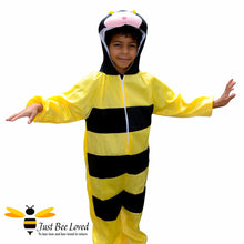 Load image into Gallery viewer, Young boy dress in a all in one bumble bee fancy dress costume