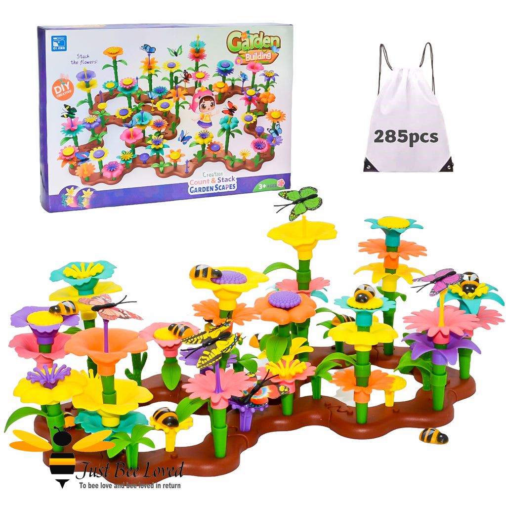 Children's build a bees and butterflies flower garden building toy set 