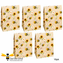 Load image into Gallery viewer, 10 pack of bees and daisies party paper cake loot favour bags