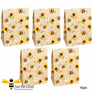 10 pack of bees and daisies party paper cake loot favour bags