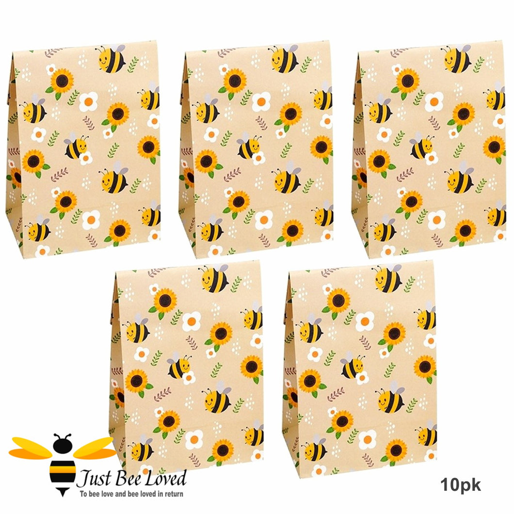 10 pack of bees and daisies party paper cake loot favour bags