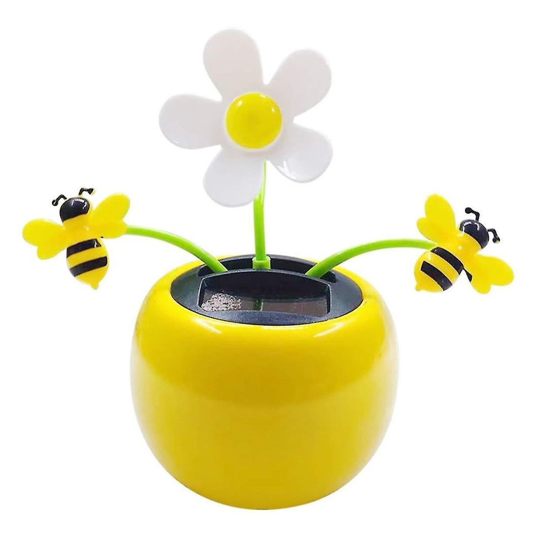 Dancing bumble bees daisy flower solar car ornament