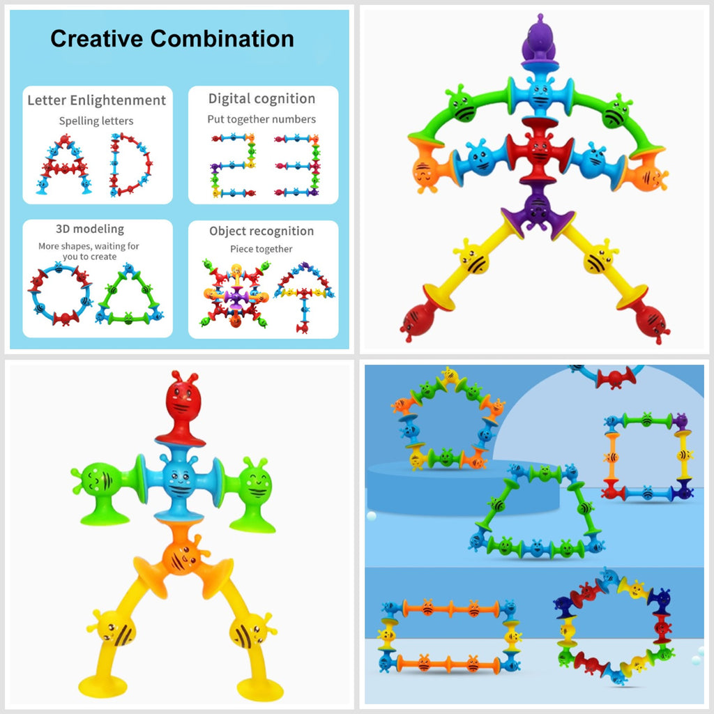 Multi colours bumble bees building suction toys