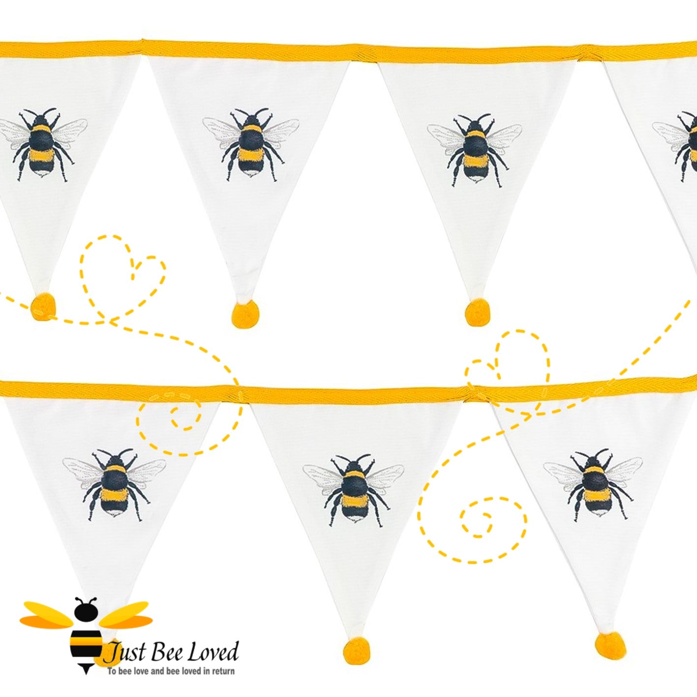 White and Yellow Bumblebees Bunting Flags Party Banner.