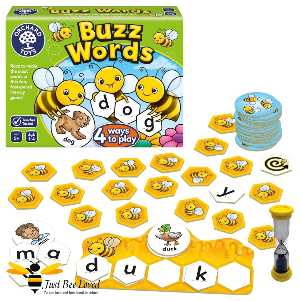 Buzz Words children's bee themed board game.