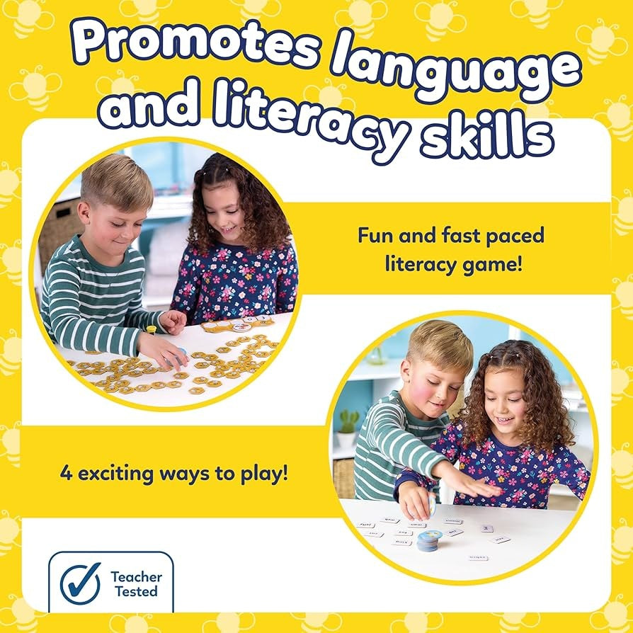 Literacy game promoting language and literacy skills, featuring two children playing.