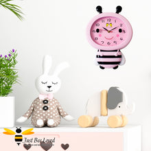 Load image into Gallery viewer, Children&#39;s pink bee shape wall clock