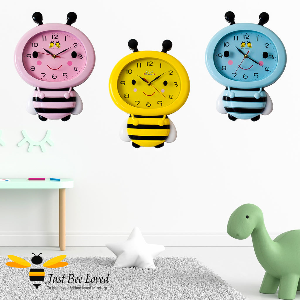 Children's bee shape character wall clock