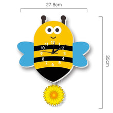 Load image into Gallery viewer, Children&#39;s bumble bee character sunflower pendulum wall clock