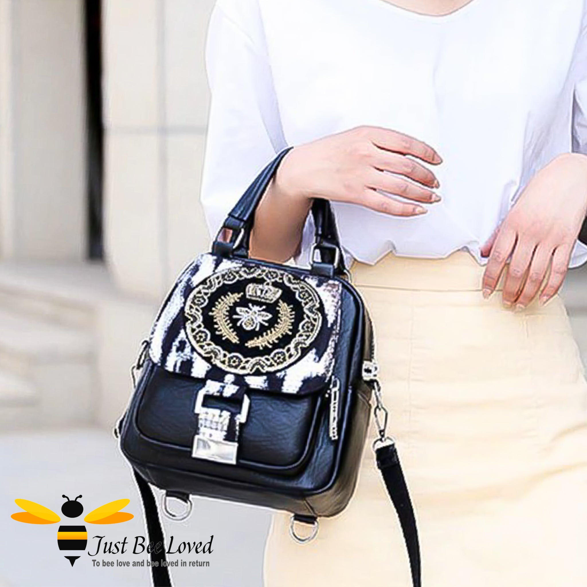 Gucci 'queen Margaret' Shoulder Bag With A Bee Motif in Black | Lyst