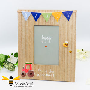 Daddy bee wood photo frame 6x4"