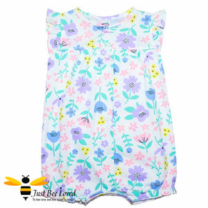 Frill Short Sleeve Bee & Floral Shortie Rompers - 2pk