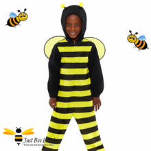 Load image into Gallery viewer, Unisex all in one hooded bee costume with wings