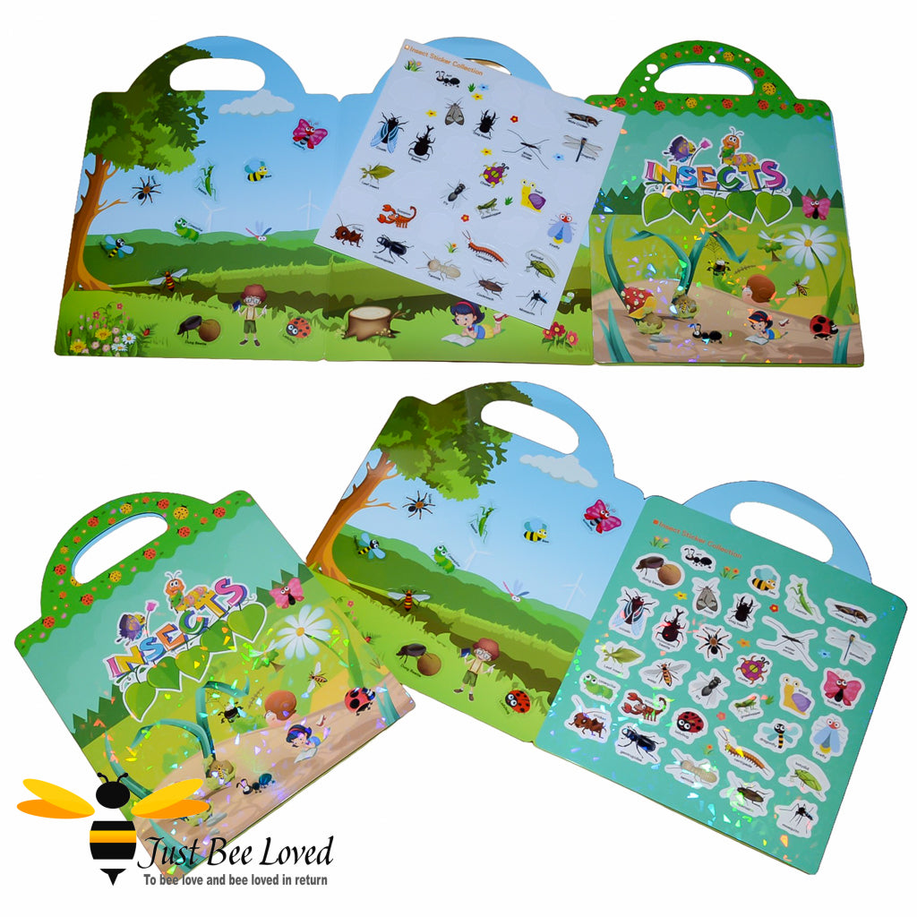 Insects & Bees Reusable Stickers Fold-Out Scenery Story Book