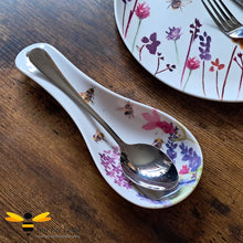 Load image into Gallery viewer, Spoon rest on a decorative with floral and bees.