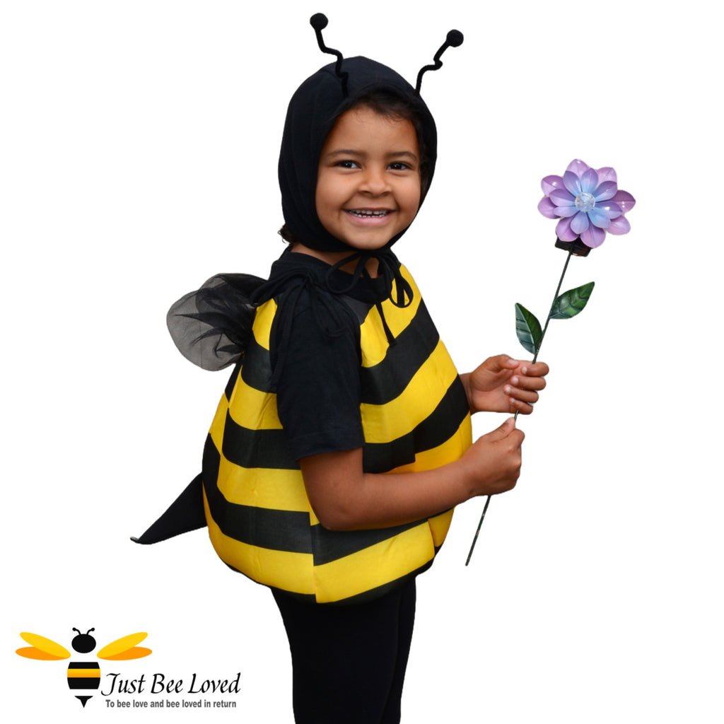 Kids unisex bee tunic top and hood antennae costume set