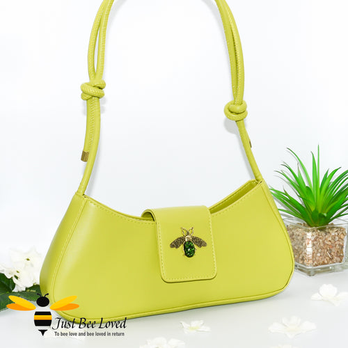 Green leather underarm armpit knot strap shoulder bee bag 