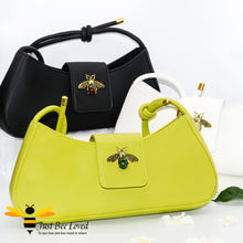 Load image into Gallery viewer, Black, White and Green leather underarm armpit knot strap shoulder bee bags