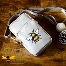 Load image into Gallery viewer, Cream Mobile phone crossbody bumble bee bag