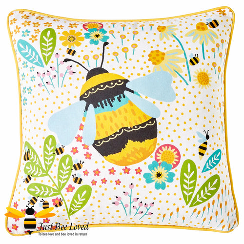 Outdoor colourful bumble bee cushion