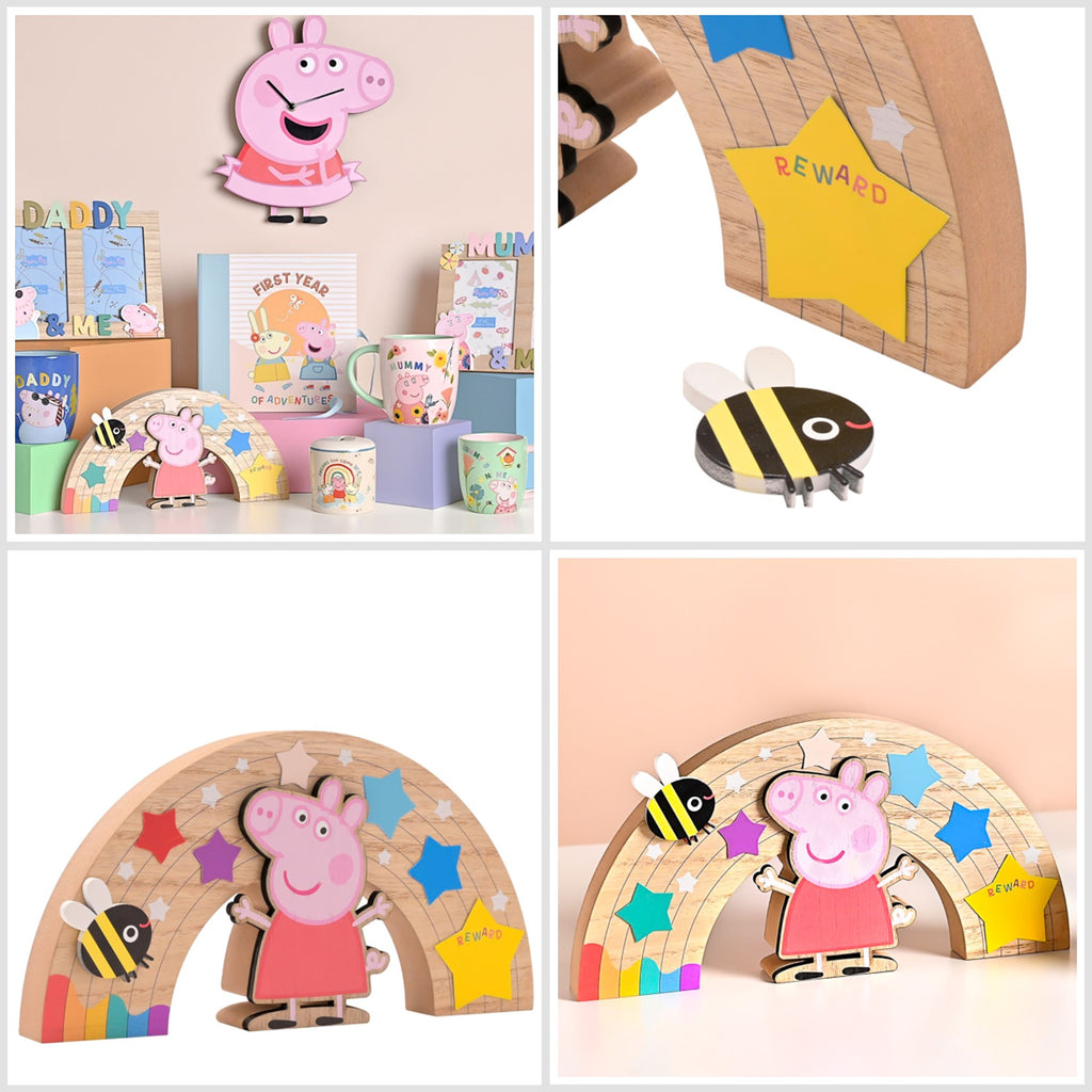 Peppa Pig & friendly bee Wooden Rainbow reward chart
