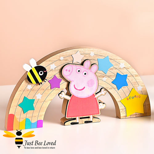 Peppa Pig & friendly bee Wooden Rainbow reward chart