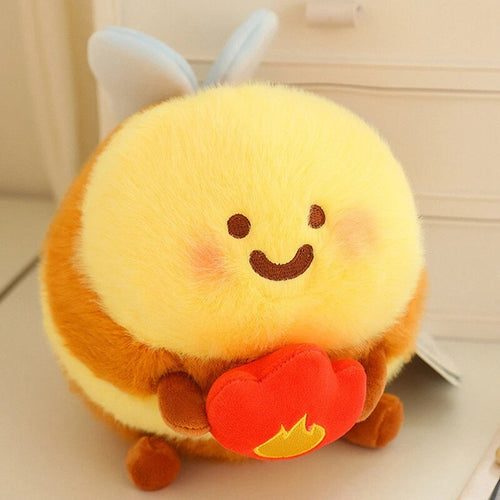 Romantic plush Bee and red flame of love adult soft teddy toy