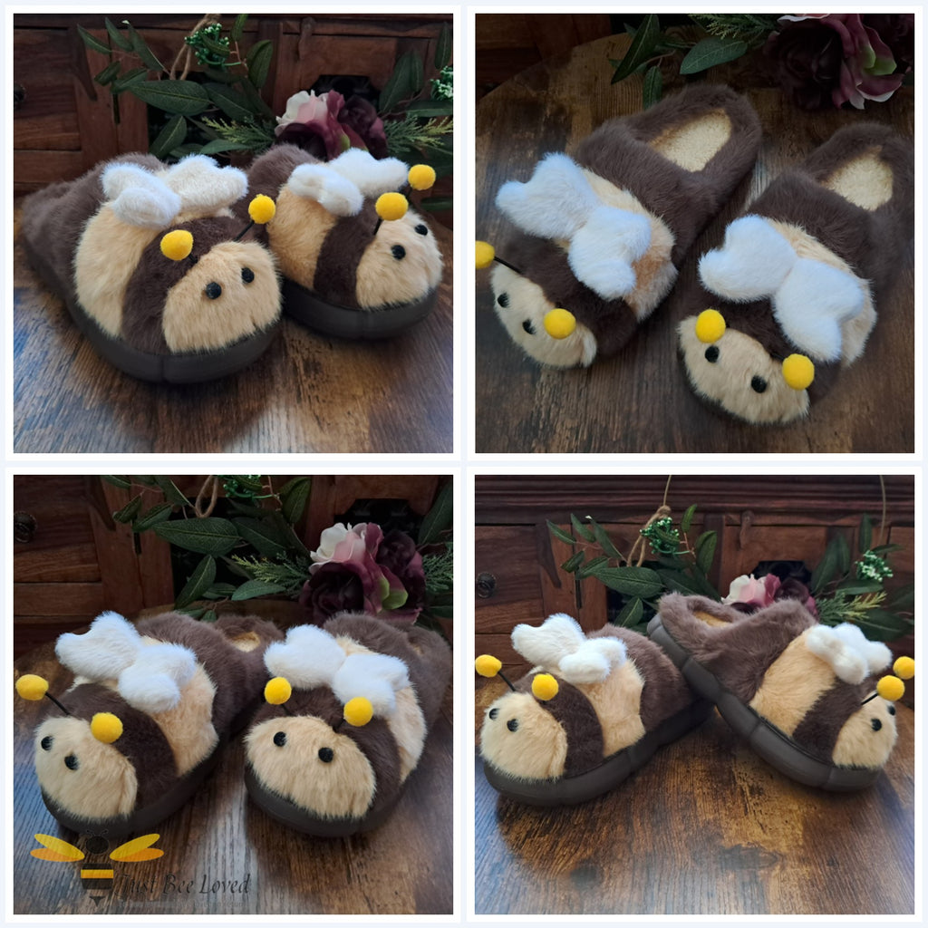 Gallery of novelty bee plush slippers