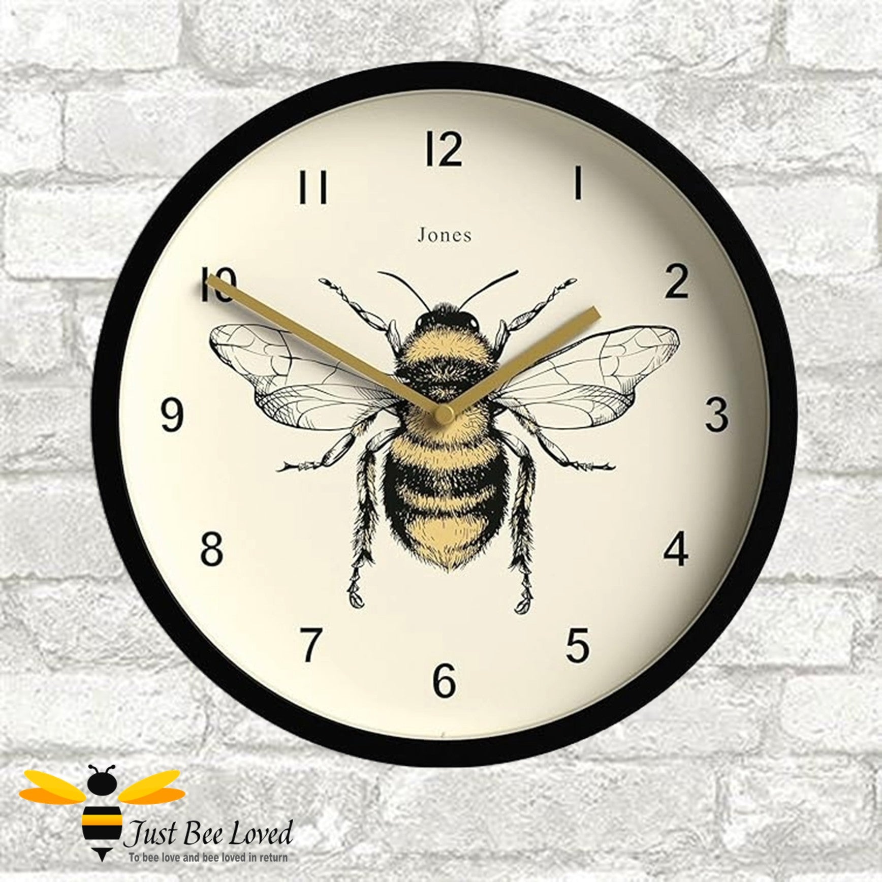 Round Bumble Bee Wall Clock in Black