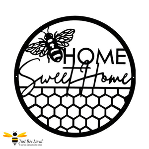 Round black metal home sweet home honey bee garden wall art