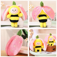 Load image into Gallery viewer, Strawberry bunny rabbit bee zip-up plush soft toy