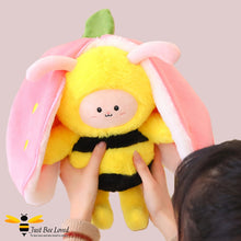 Load image into Gallery viewer, Strawberry bunny rabbit bee zipper plush soft toy