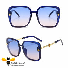 Load image into Gallery viewer, Women&#39;s square rim bee blue sunglasses