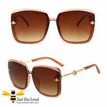 Load image into Gallery viewer, Women&#39;s square rim bee brown sunglasses