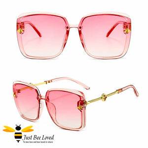 Women's square rim bee pink sunglasses