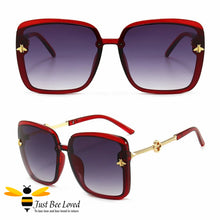 Load image into Gallery viewer, Women&#39;s square rim bee red sunglasses