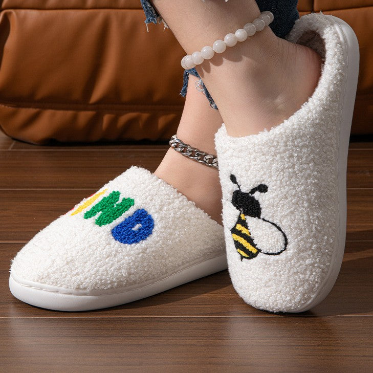 Women's bee kind fluffy slippers