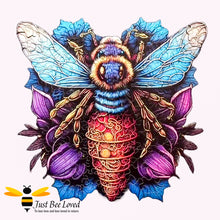 Load image into Gallery viewer, Wooden Purple Honey Bee Large Jigsaw Puzzle