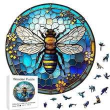 Load image into Gallery viewer, Large Wooden Round Honey Bee Jigsaw Puzzle