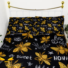 Load image into Gallery viewer, queen honey bee black yellow duvet bedding set 