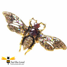 Load image into Gallery viewer, Rhinestone Bee Antique Gold Statement Ring Bee Trendy Fashion Jewellery