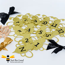 Load image into Gallery viewer, bunting photo banner featuring glittering bumblebees photo holders to display a picture of each month of their 1st year
