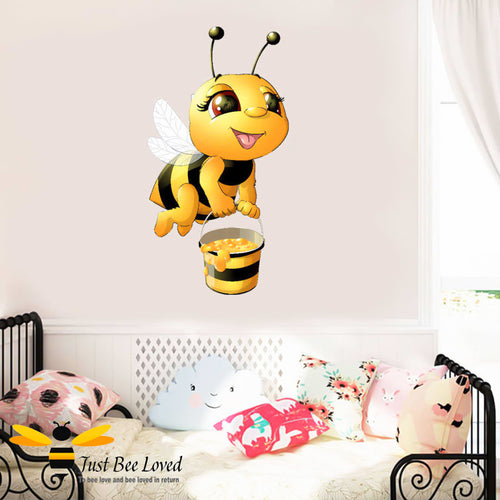 Children's Cute Honey Bee carrying pot of honey wall decal sticker decor set
