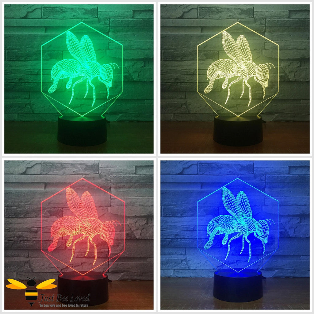 3D Optical Illusion Honey Bee Colour Changing Lamp