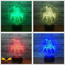 Load image into Gallery viewer, 3D Optical Illusion Honey Bee Colour Changing Lamp