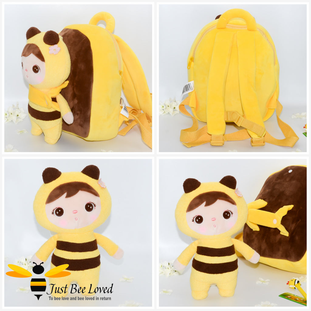 Bumblebee Backpack with detachable soft plush Bee Doll Toy