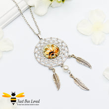Load image into Gallery viewer, Dreamcatcher Bumblebee Pendant Silver Necklace Bee Trendy Fashion Jewellery