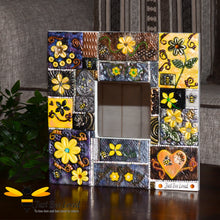 Load image into Gallery viewer, Just Bee Loved Handmade Mosaic Clay Mirror decorated with Bees Flowers and Crystals